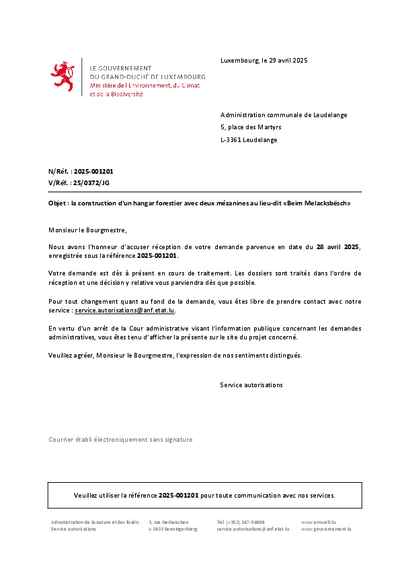 Autorisation Ministère de l’environnement