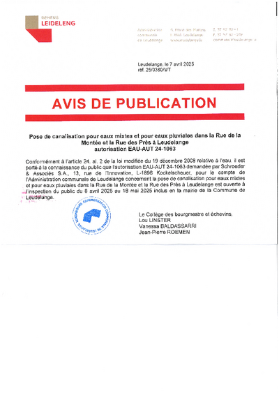 Pose de canalisation Rue de la Montée