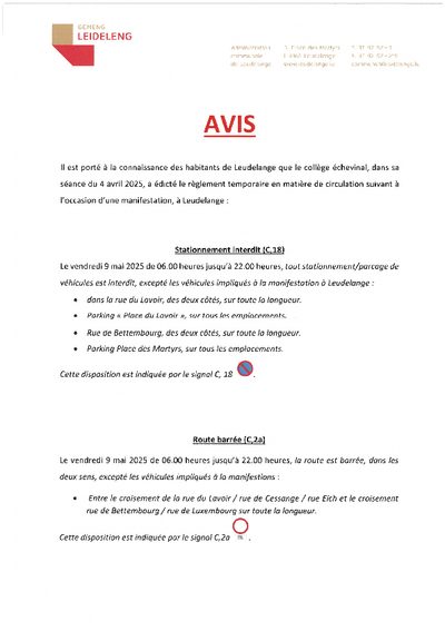 Rassemblement de voitures – rues barrées