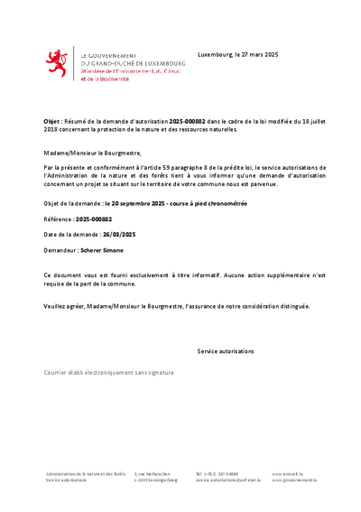 Demande course à pied chronométrée