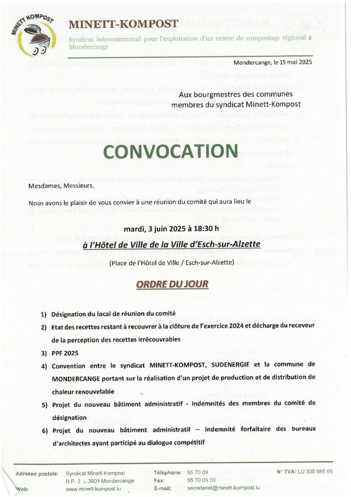 Réunion Comité Minett-Kompost