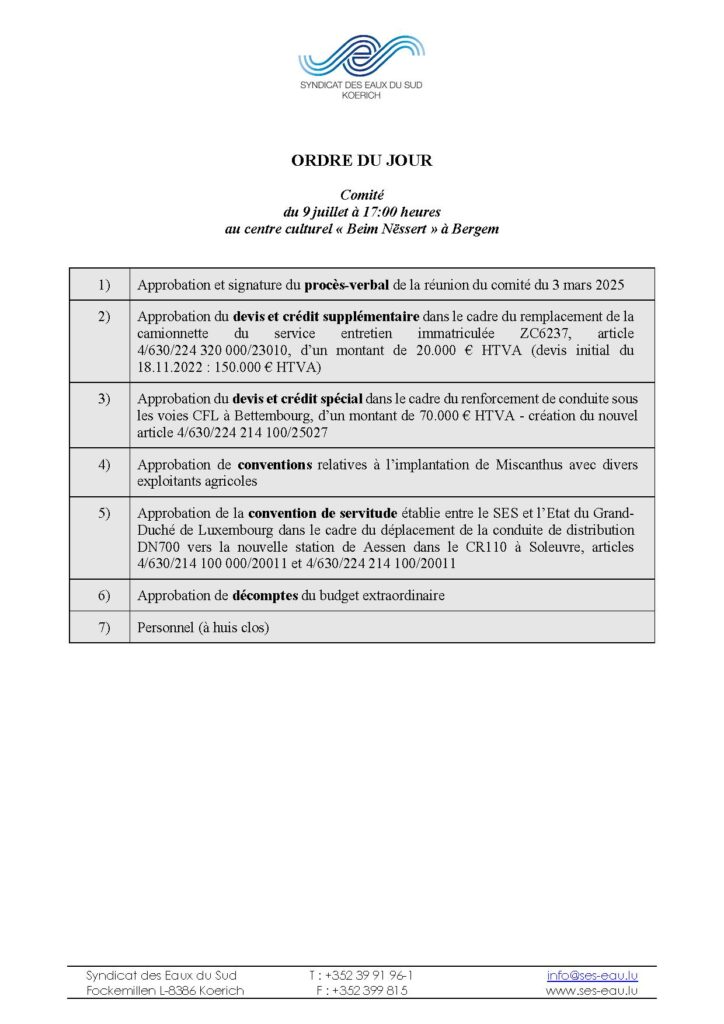 Réunion comité SES