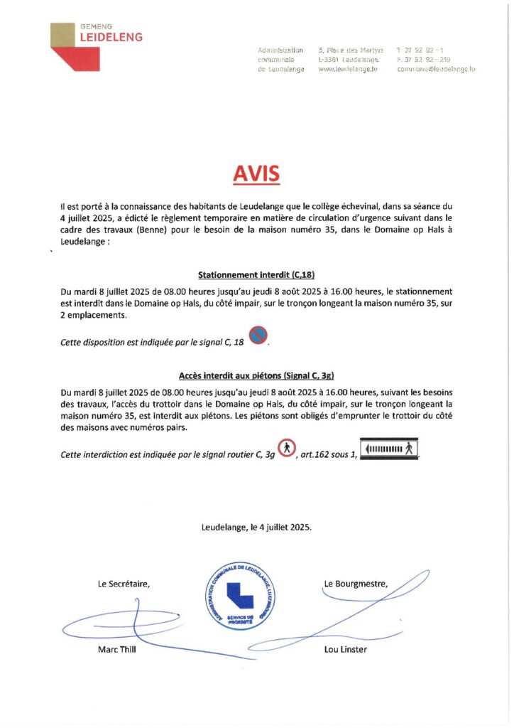 Stationnement interdit « Op Hals »