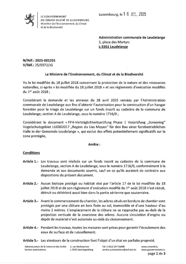 Construction d’un hangar forestier autorisée