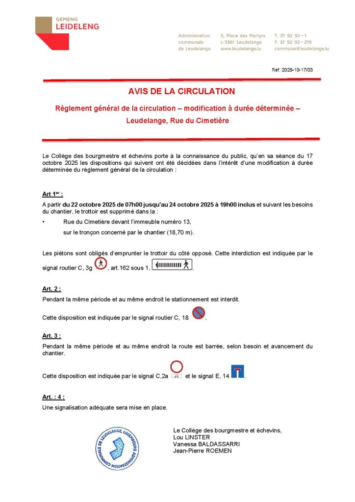 Rue du Cimetière – Travaux