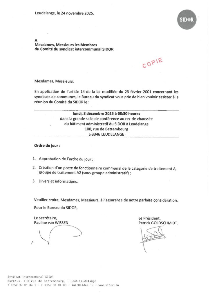 SIDOR réunion comité